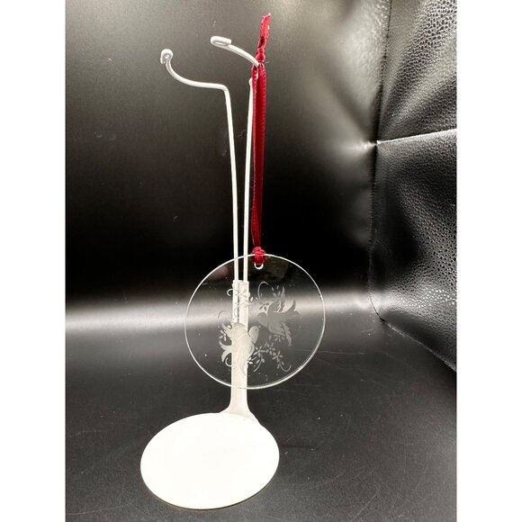 Vtg Avon glass Christmas ornament etched doves rough edges 1980s XMAS READ - Picture 15 of 16